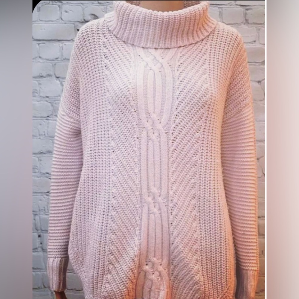 NWT Land’s End Women’s Pullover Pink Turtleneck Sweater